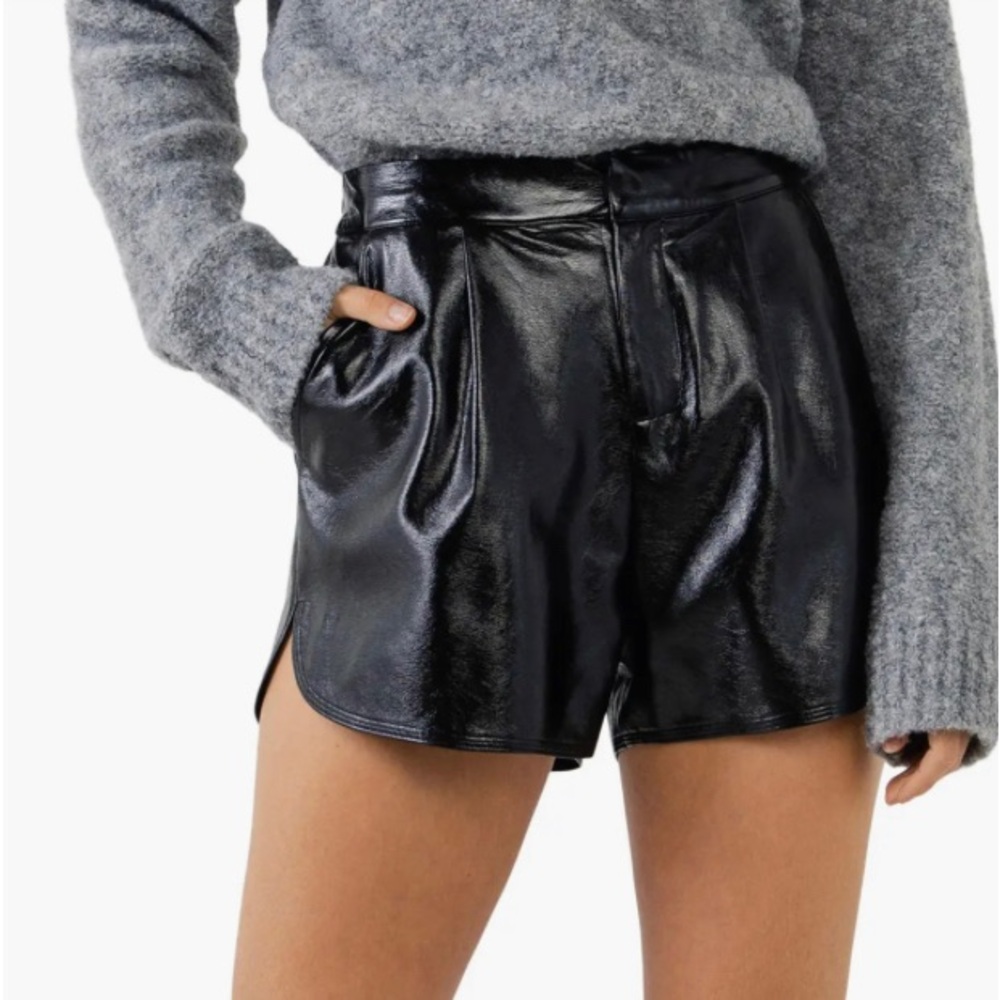Grey Lab Shiny Faux Leather Shorts